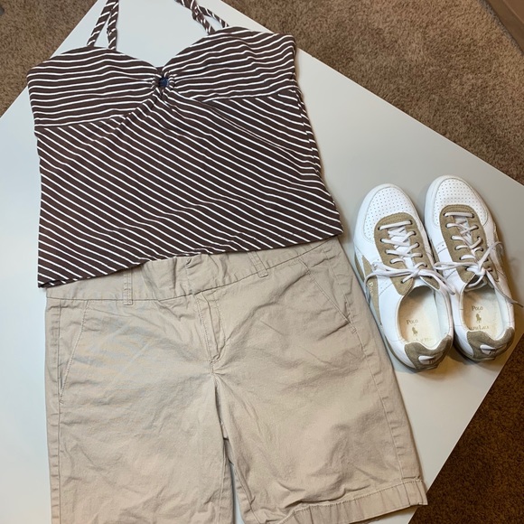 Polo RalphLauren Leather Shoes White/Tan 7 1/2 M - Picture 4 of 4